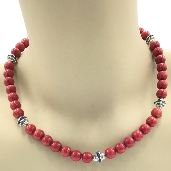 Hand Crafted Coral Statement Necklace 17” NWT - Picture 5 of 15